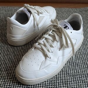 Women's Court Sneaker - White w/ Tan accents